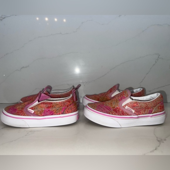 VANS Slip-On V Toddler Sneakers - Rose Camo Pink Floral Size 8.5 & 10.5 - Picture 4 of 14
